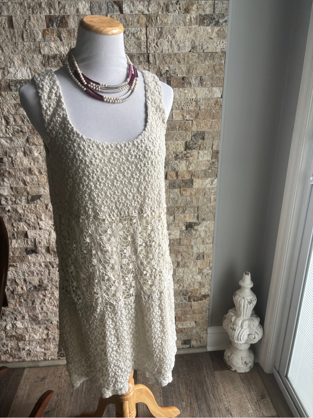 Bailey 44 Cream Crochet & Lace Midi Dress